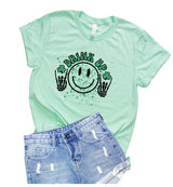 Drink Up Smiley Face St Patricks Day Crew Neck Tee