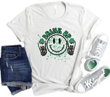 Drink Up Smiley Face St Patricks Day Crew Neck Tee