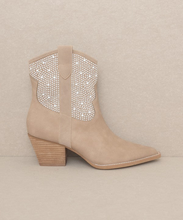 Cannes Pearl Studded Western Boots