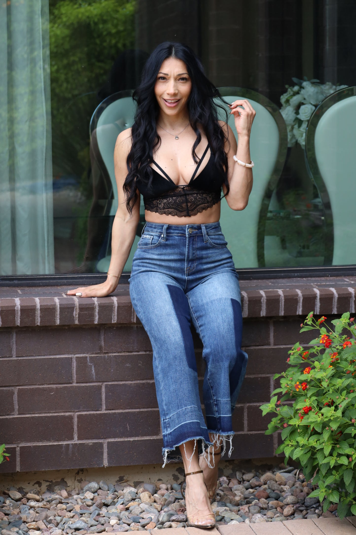 Matching Vibes Mid Rise Crop Flare Jeans