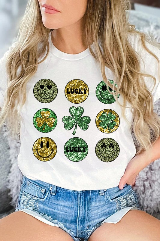 Smile Face St Patricks day Graphic T Shirts.