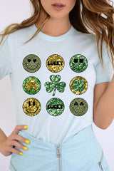 Smile Face St Patricks day Graphic T Shirts.