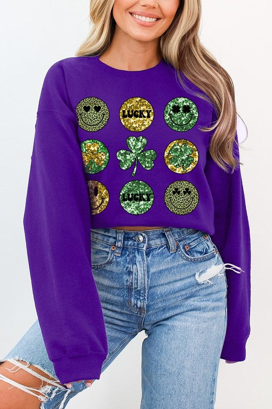 Smile St Patricks day Graphic Fleece Sweatshirt