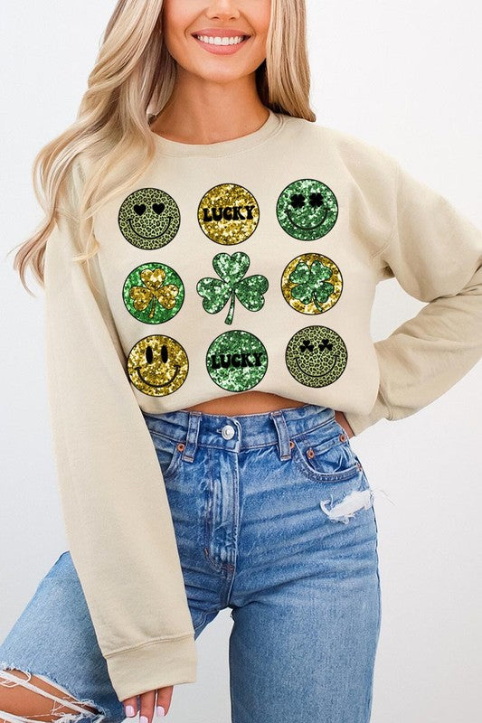 Smile St Patricks day Graphic Fleece Sweatshirt