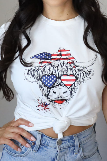 American Flag Cow Head Graphic Tee