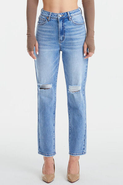 Lohan High Waist Distressed Straight Jeans